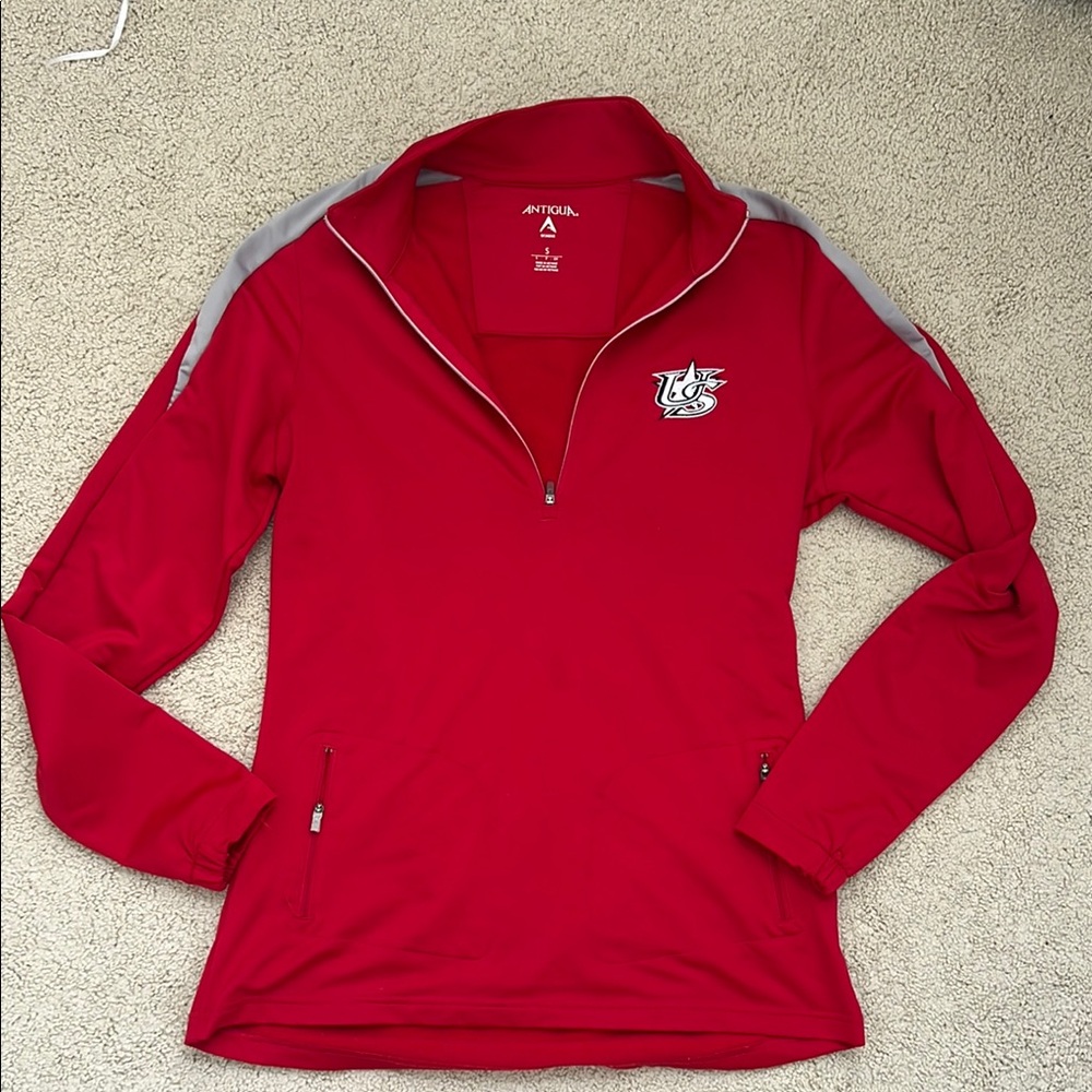 USA BASEBALL Antigua Red Fitted Zippered Long Sleeve Hoodie